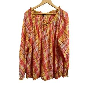 Lane‎ Bryant women's yellow v neck eyelet trim tee size 26/28 NEW